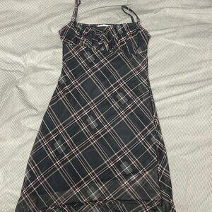 Black and Pink Plaid Mini Dress, See You Monday, Size XS